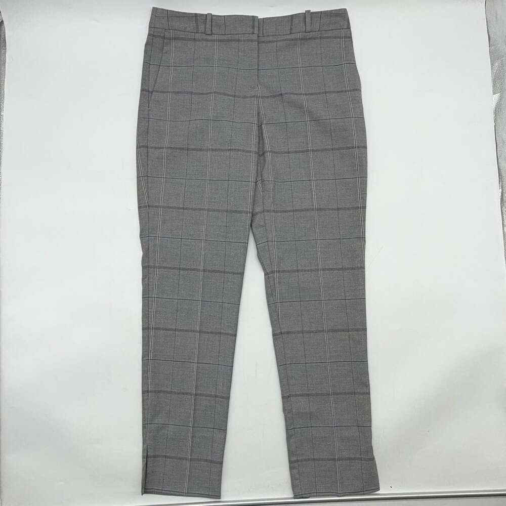 Hugo Boss Women's Size 4 Gray Windowpane Stretch Split Hem Trouser Dress Pants